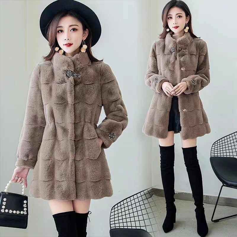 Winter Clothing Work - 2026年 レディース フェイクファーコート ミドル丈 ジャケット スタンドカラー