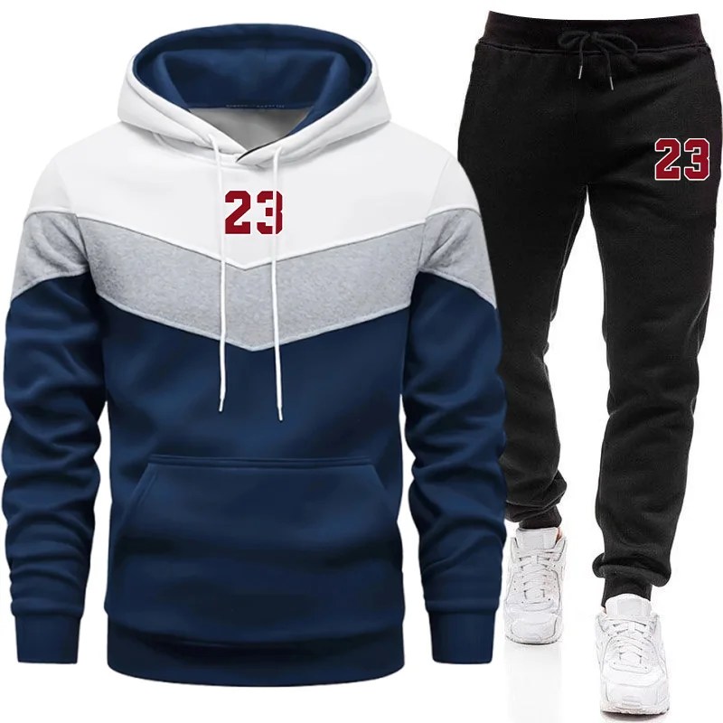 Winter Clothing Matching - 新しいトラックスーツ男性用カジュアルフード付きスウェットシャツ秋冬スポーツジョギング服品質シングルミックスアンドマッチパーカーパンツ