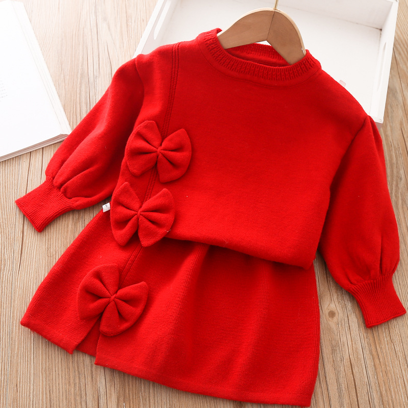 Winter Clothing That Starts With O - 女の子服セット 2 ピース長袖セーターセット秋/冬スウェットシャツ + スカートセット学校の始まりのための子供服