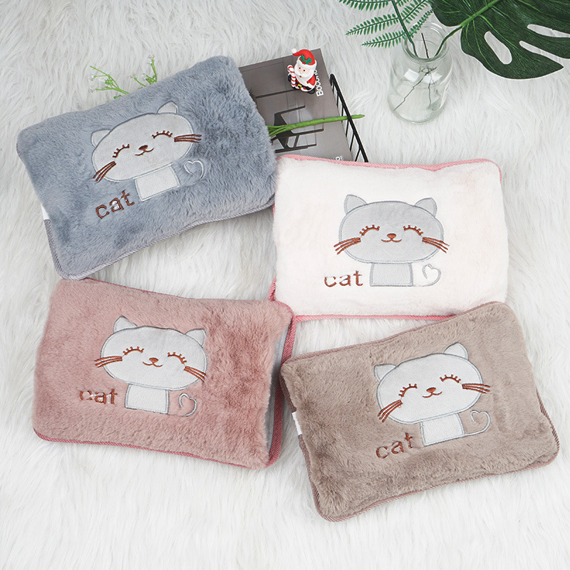 Hand Warmer Reusable - 充電式電動ハンドウォーマー,220V,EU,かわいい,水用,ウサギの毛皮の安全性,再利用可能なウォーターボトル
