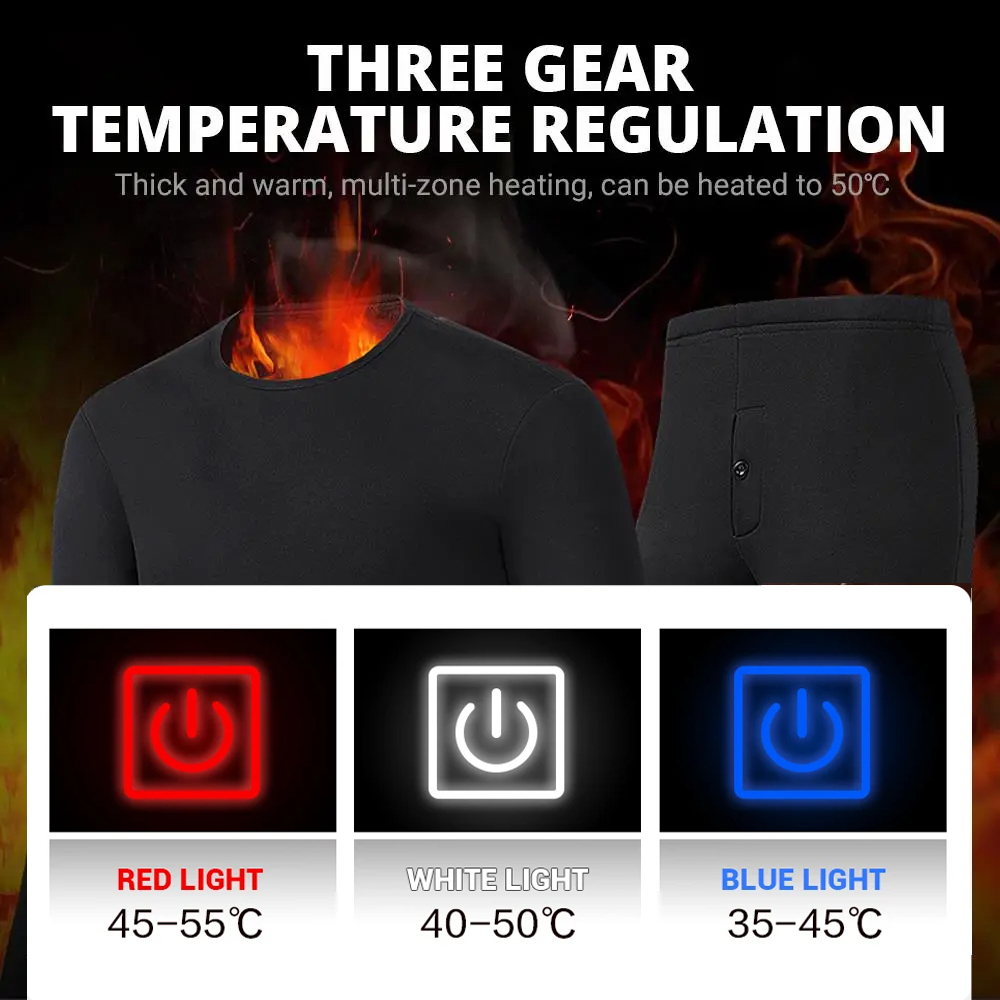 男性と女性のための加熱されたサーマルアンダーウェア,USB加 - Winter Clothing Hiking のレビューと価格