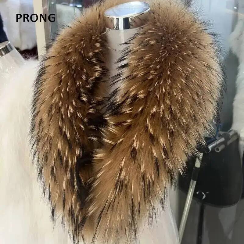 天然アライグマの毛皮の襟,女性用,本物の毛皮のスカーフ,豪華 - Winter Clothing Matching のレビューと価格