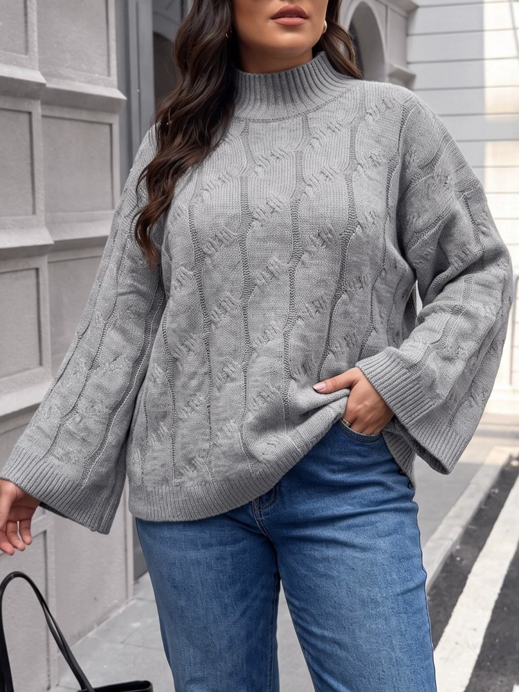女性のプラスサイズカジュアルニット冬長袖ニットセータールーズ - Winter Clothing For Plus Size Women のレビューと価格
