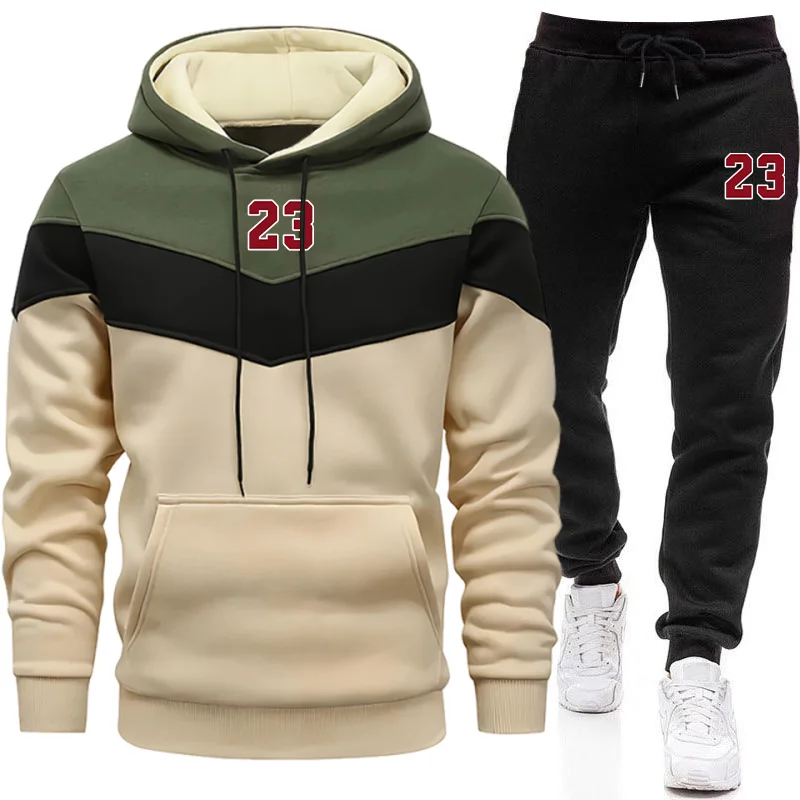 新しいトラックスーツ男性用カジュアルフード付きスウェットシャ - Winter Clothing Matching のレビューと価格