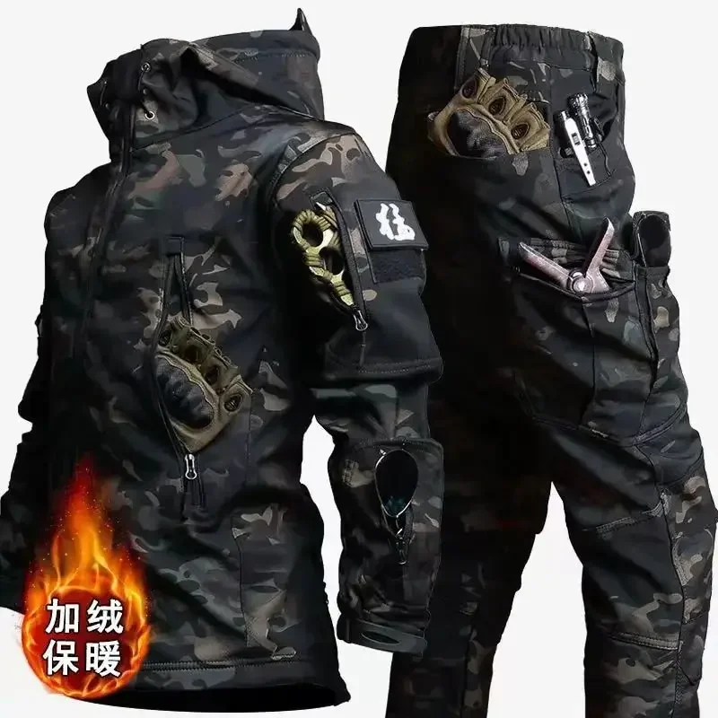 メンズ2ピースベルベットトラックスーツセット,厚くて柔らかい - Winter Clothing Hiking のレビューと価格