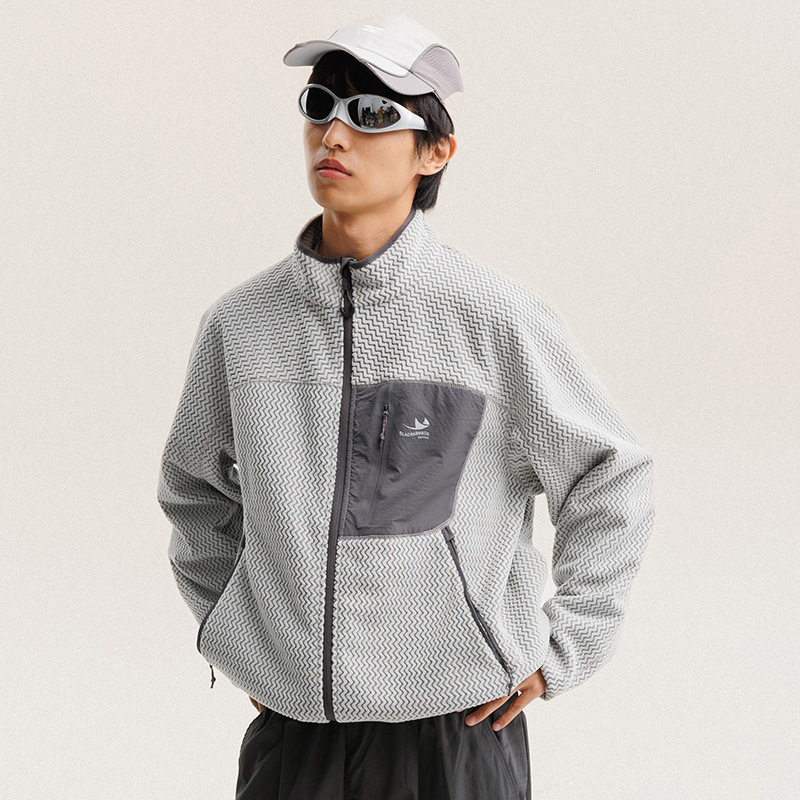 秋冬ポーラーフリース波状ストライプジャケット男性女性アウトド - Winter Clothing Hiking のレビューと価格