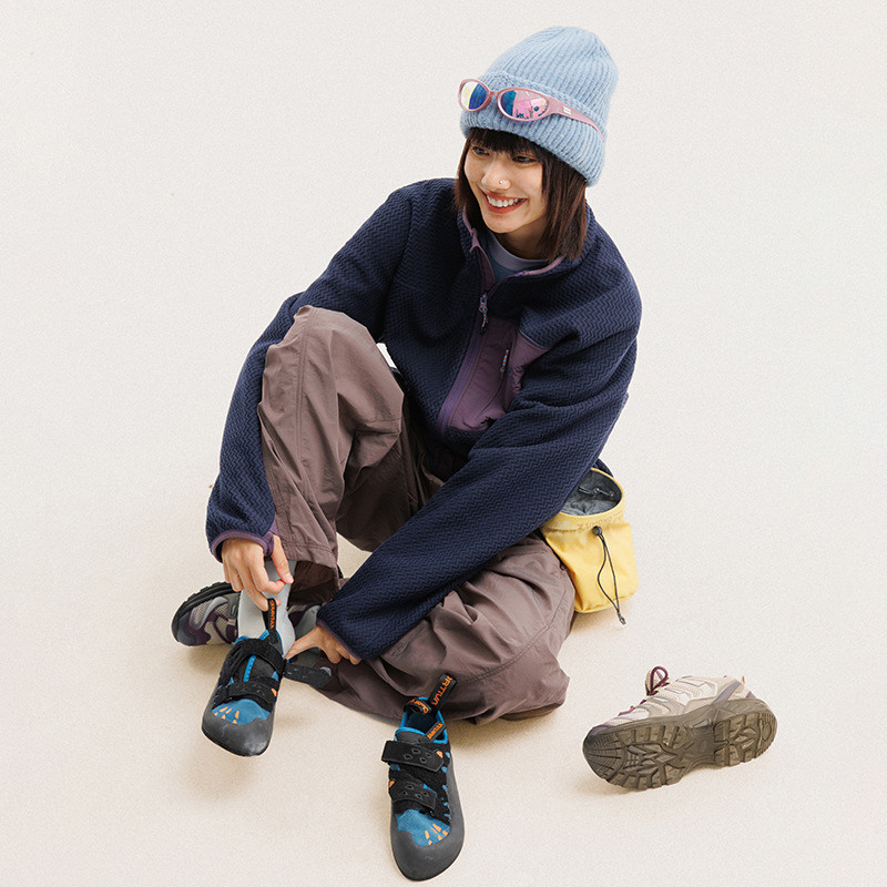 秋冬ポーラーフリース波状ストライプジャケット男性女性アウトド - Winter Clothing Hiking のレビューと価格