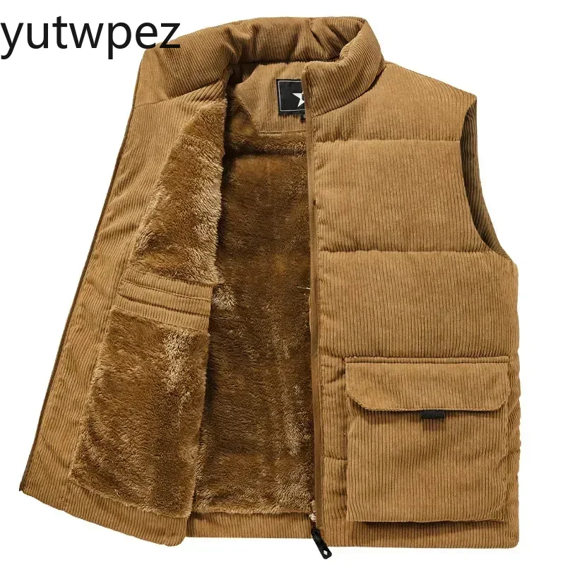 屋外ハイキングファッションウールベスト男性綿入りベストコート - Winter Clothing Hiking のレビューと価格